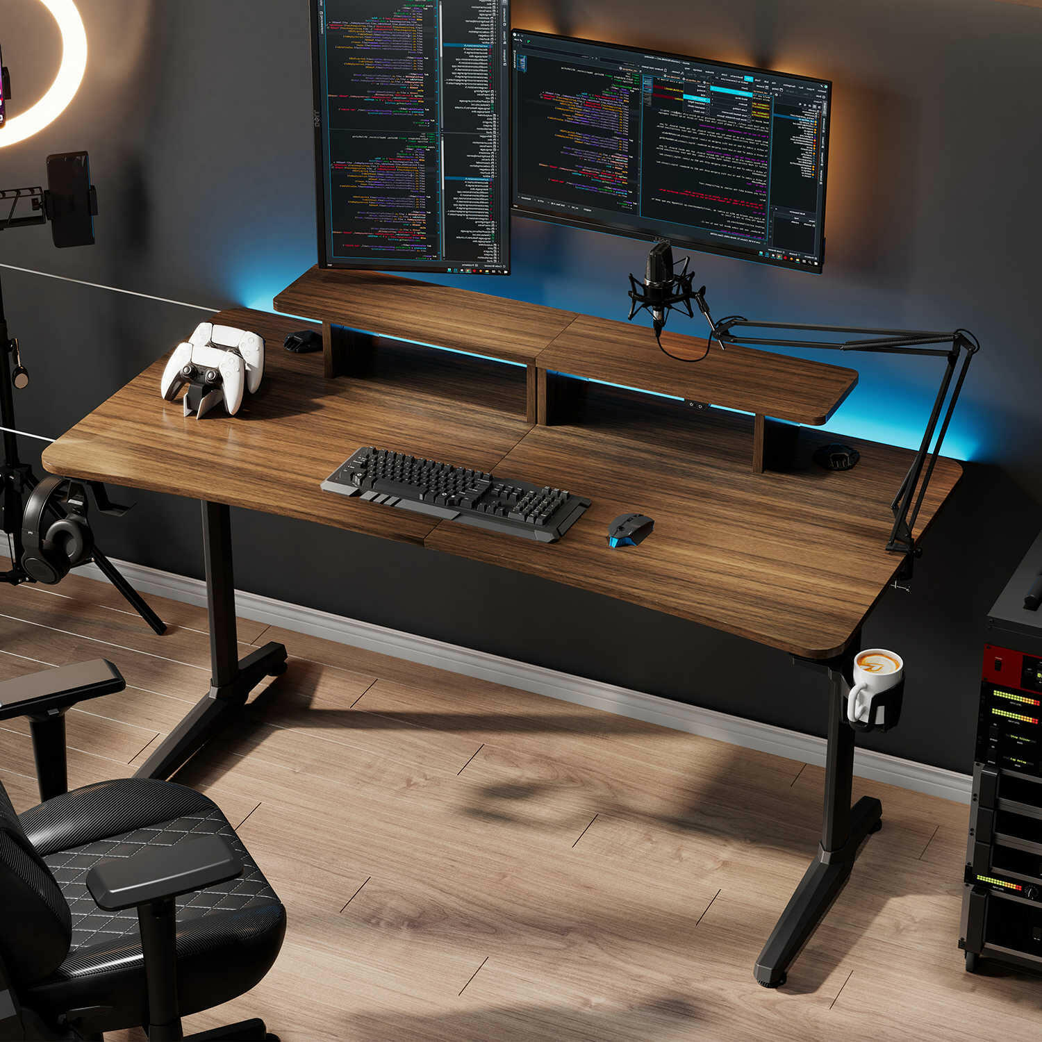 Eureka Ergonomic 55 Inch RGB LED Gaming Desk with Lights Up, PC Computer  Studio Gamer Table I Shaped Home Office Workstation, w Free Mouse Pad,USB