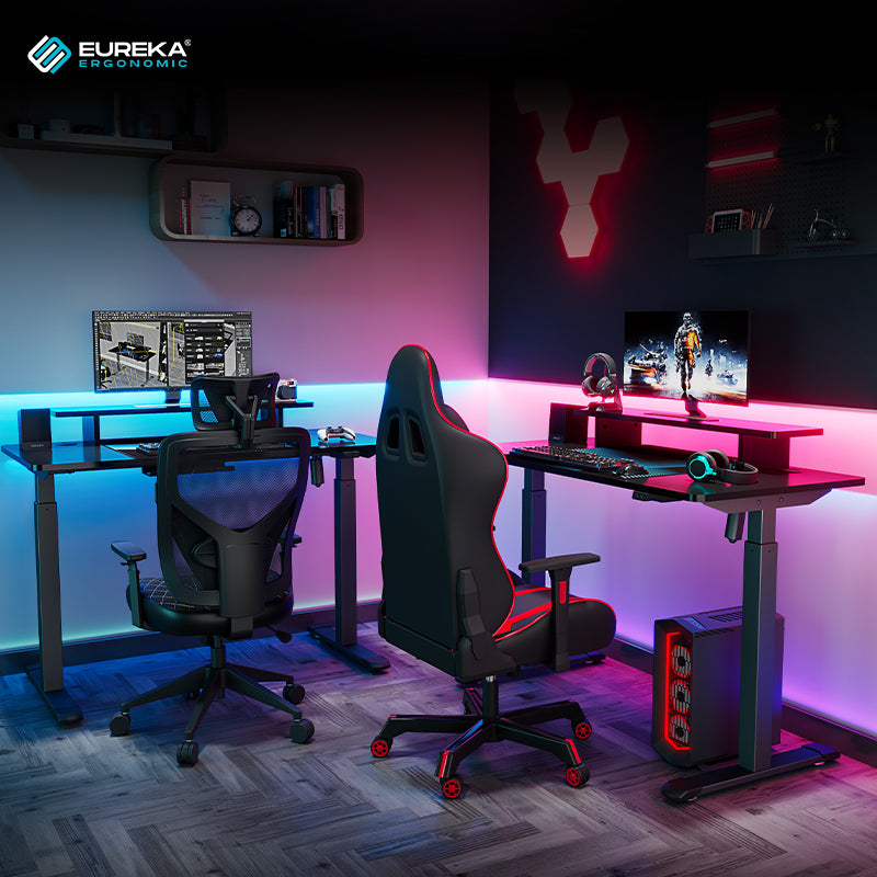 Eureka Ergonomic Gaming Table- 47 Inches, Electric Height Adjustable, Single Motor with RGB Lights