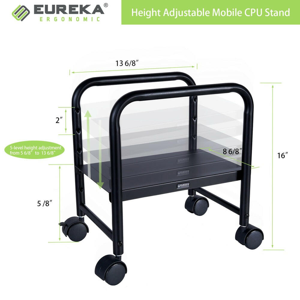 Eureka Ergonomic- Height Adjustable CPU Tower Stand with Locking Wheels