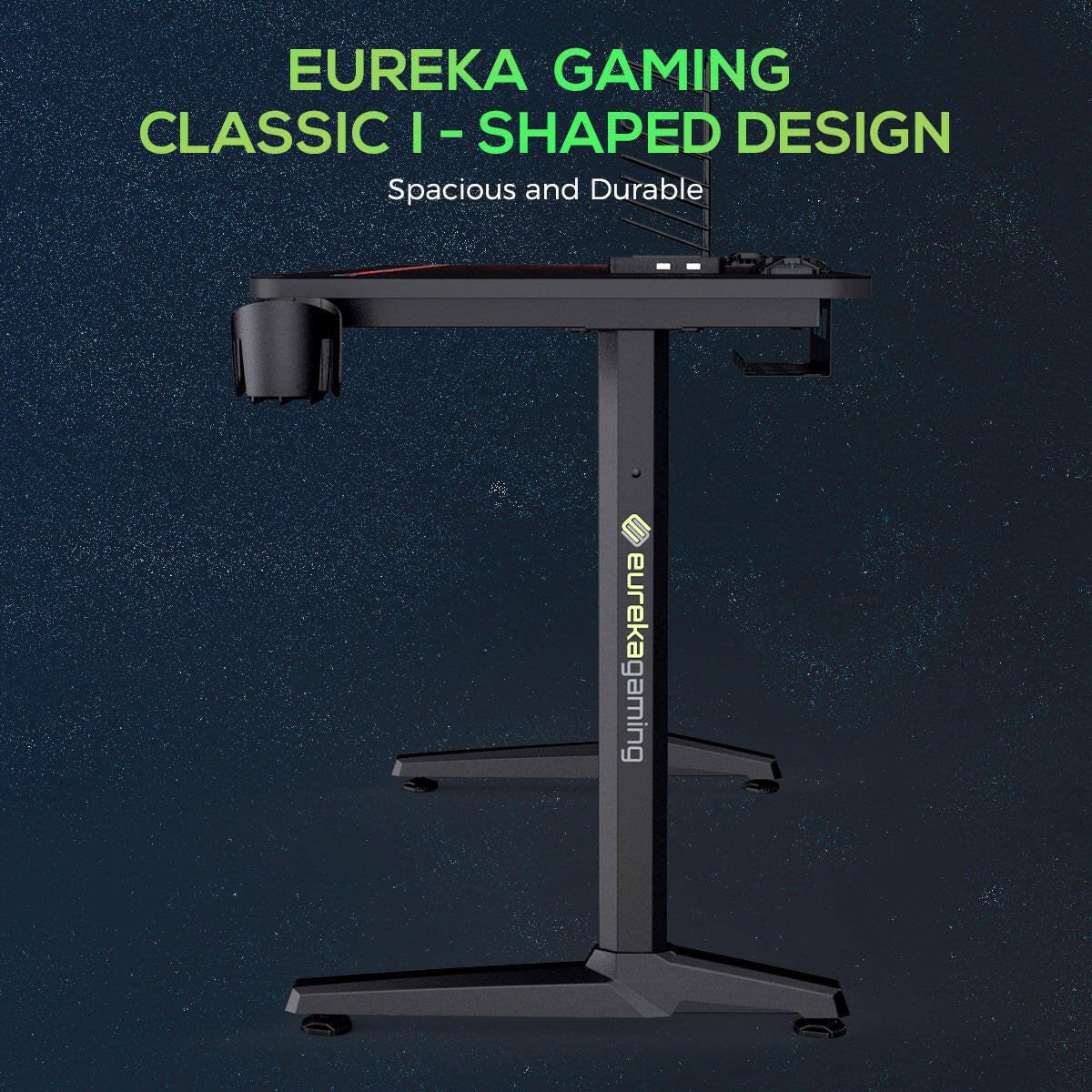 Eureka Ergonomic Captain Series Gaming Table - GIP 47 Inches With Polygon Legs Design