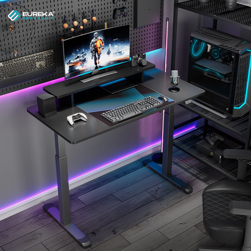 Eureka Ergonomic Gaming Table- 55 Inches, Electric Height Adjustable, Single Motor with RGB Lights