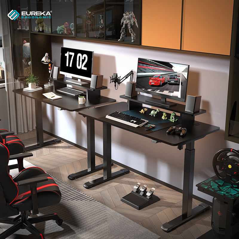 Eureka Ergonomic Gaming Table- 55 Inches, Electric Height Adjustable, Single Motor with RGB Lights