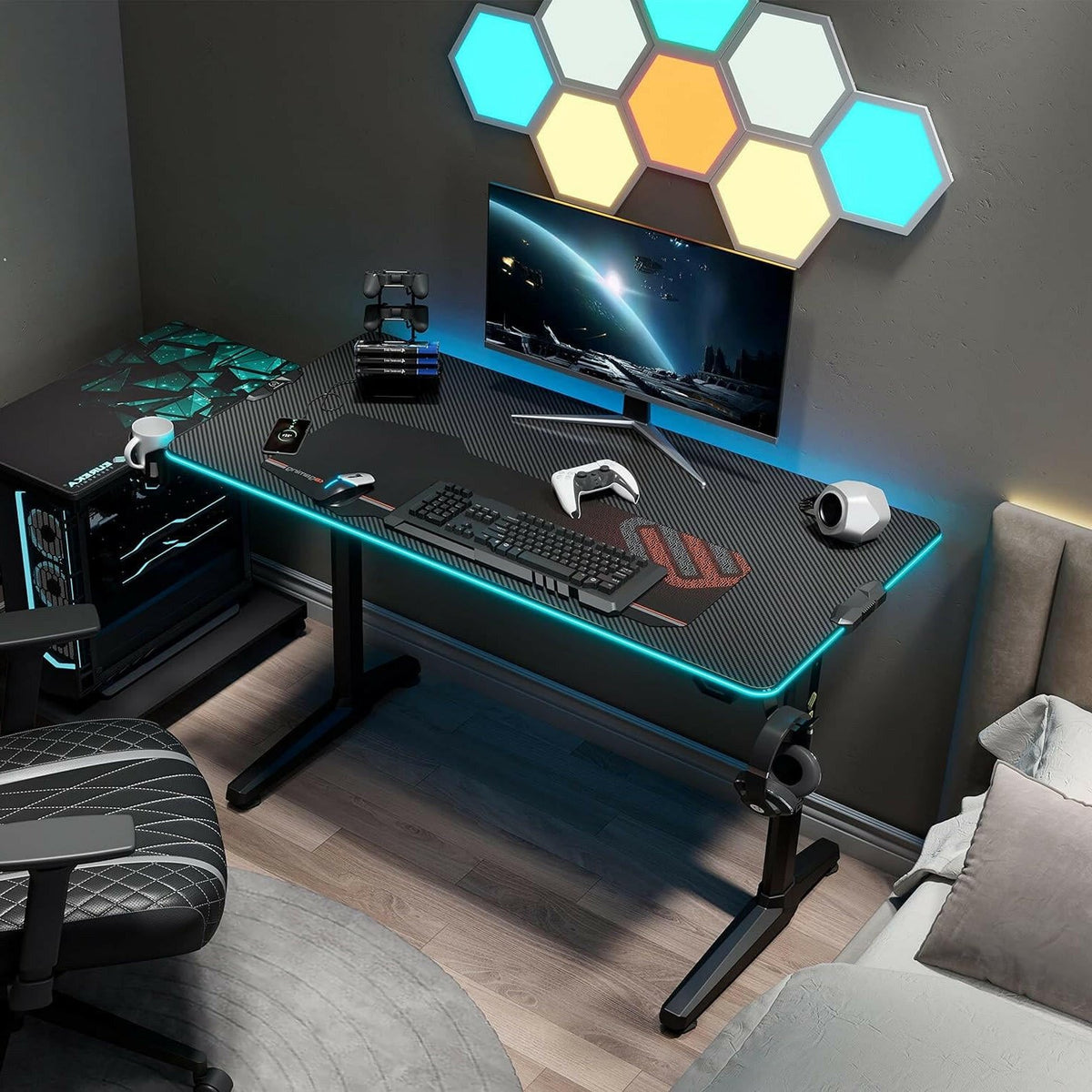 Buy Online Eureka Ergonomic GIP 44 Inch Gaming Table with RGB Lights