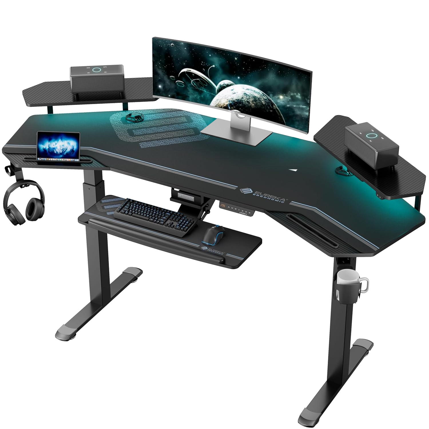 Eureka Ergonomic Gaming Table- Aero 72 Inches, Electric Height Adjustment, Dual Motor, RGB Lights