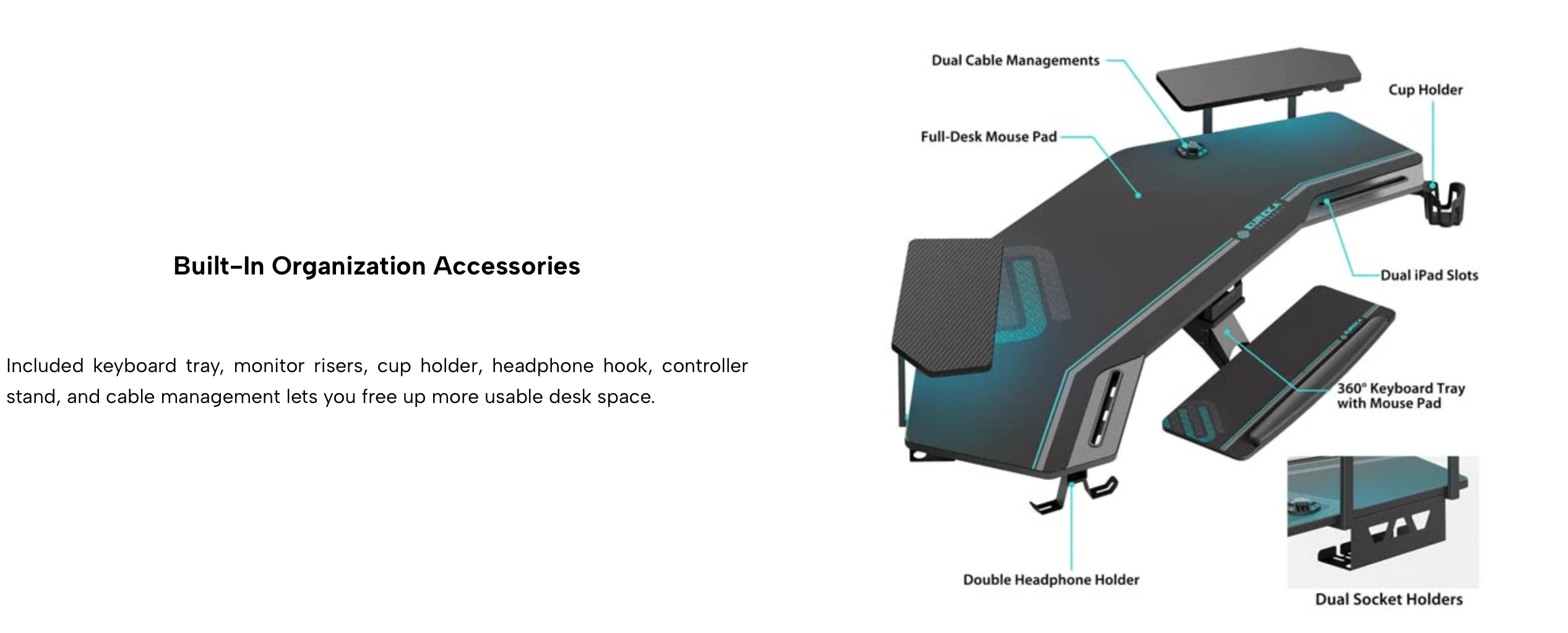 Eureka Aero 72 Gaming Table - 72 Inch, Aero Series 10