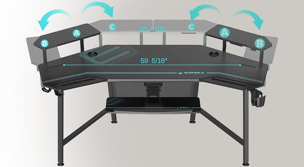 Eureka Aero 72 Gaming Table - 72 Inch, Aero Series, Height Adjustment 4