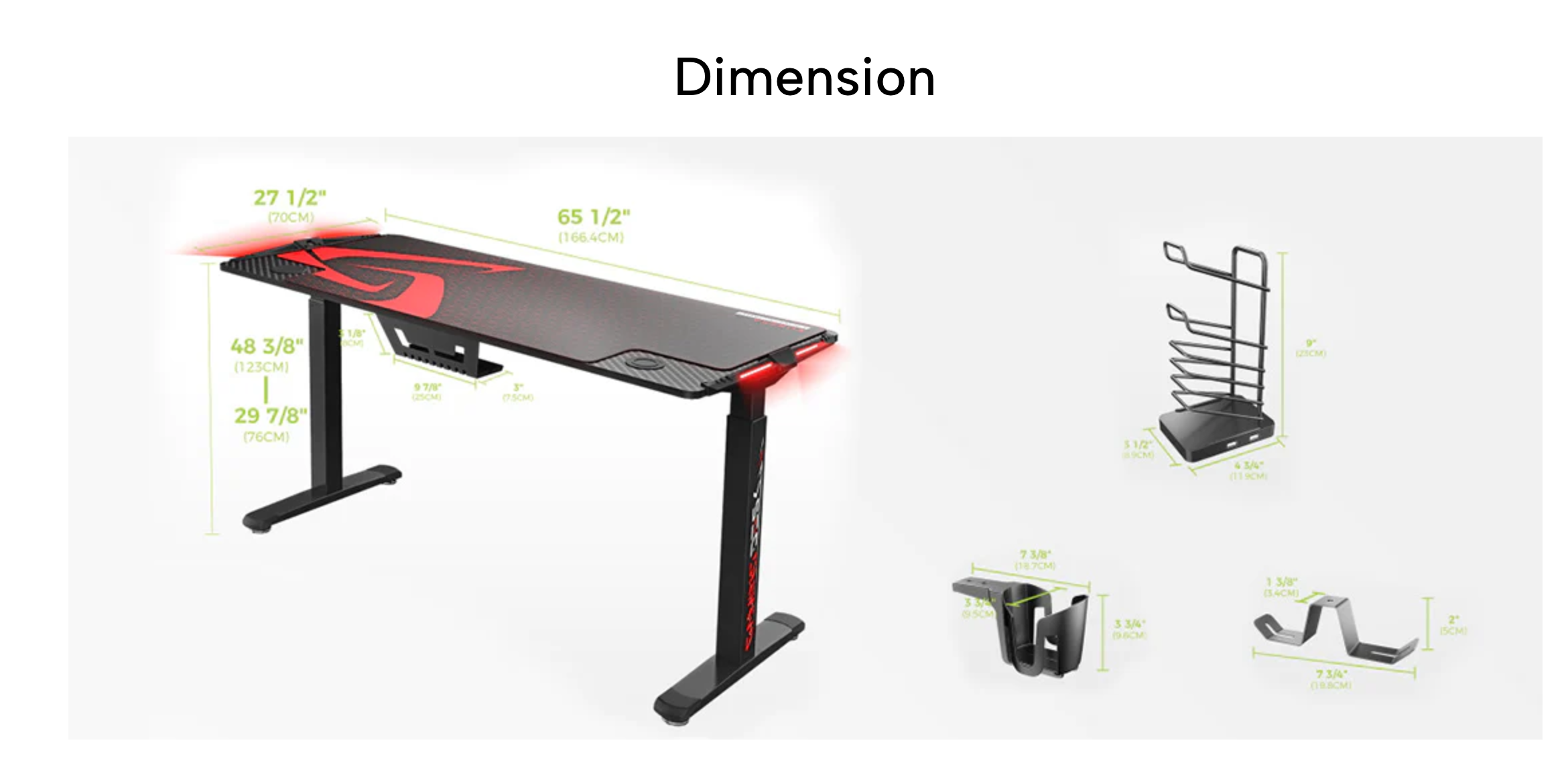 Eureka I 65 Gaming Table - 65 Inch, I Shaped, Height Adjustable 11