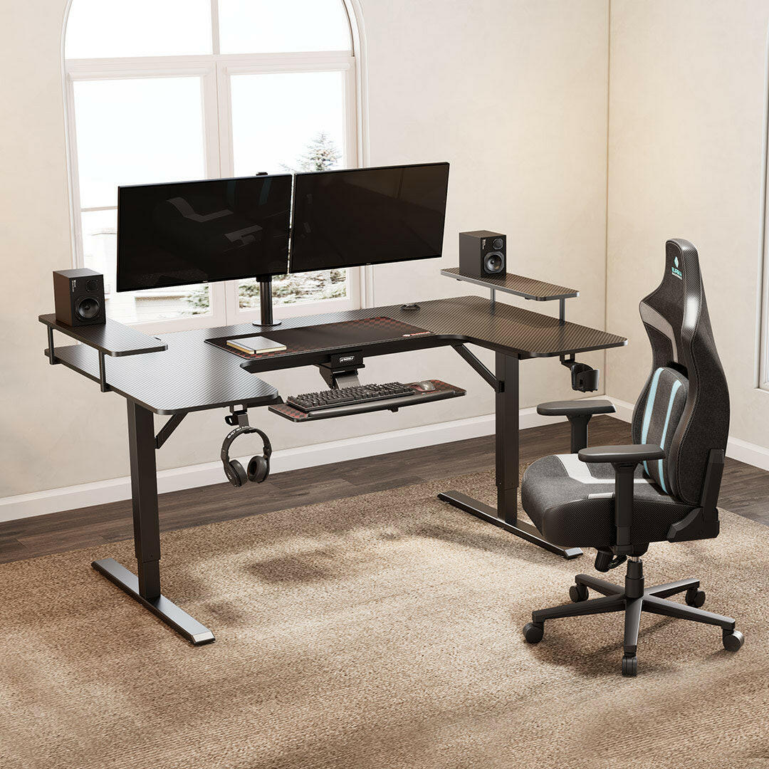 Eureka U 71 Gaming Table - 71 Inch, U Shaped, Height Adjustment 12