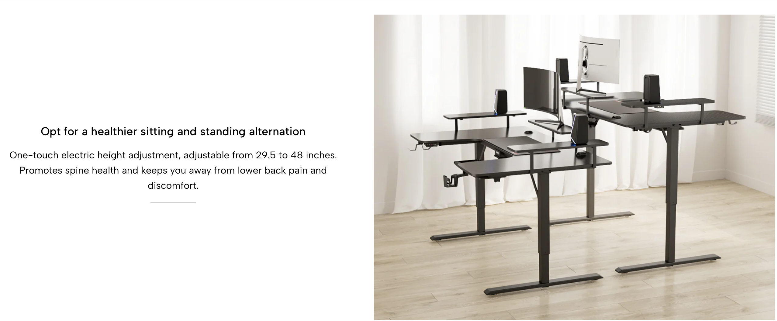 Eureka U 71 Gaming Table - 71 Inch, U Shaped, Height Adjustment 19