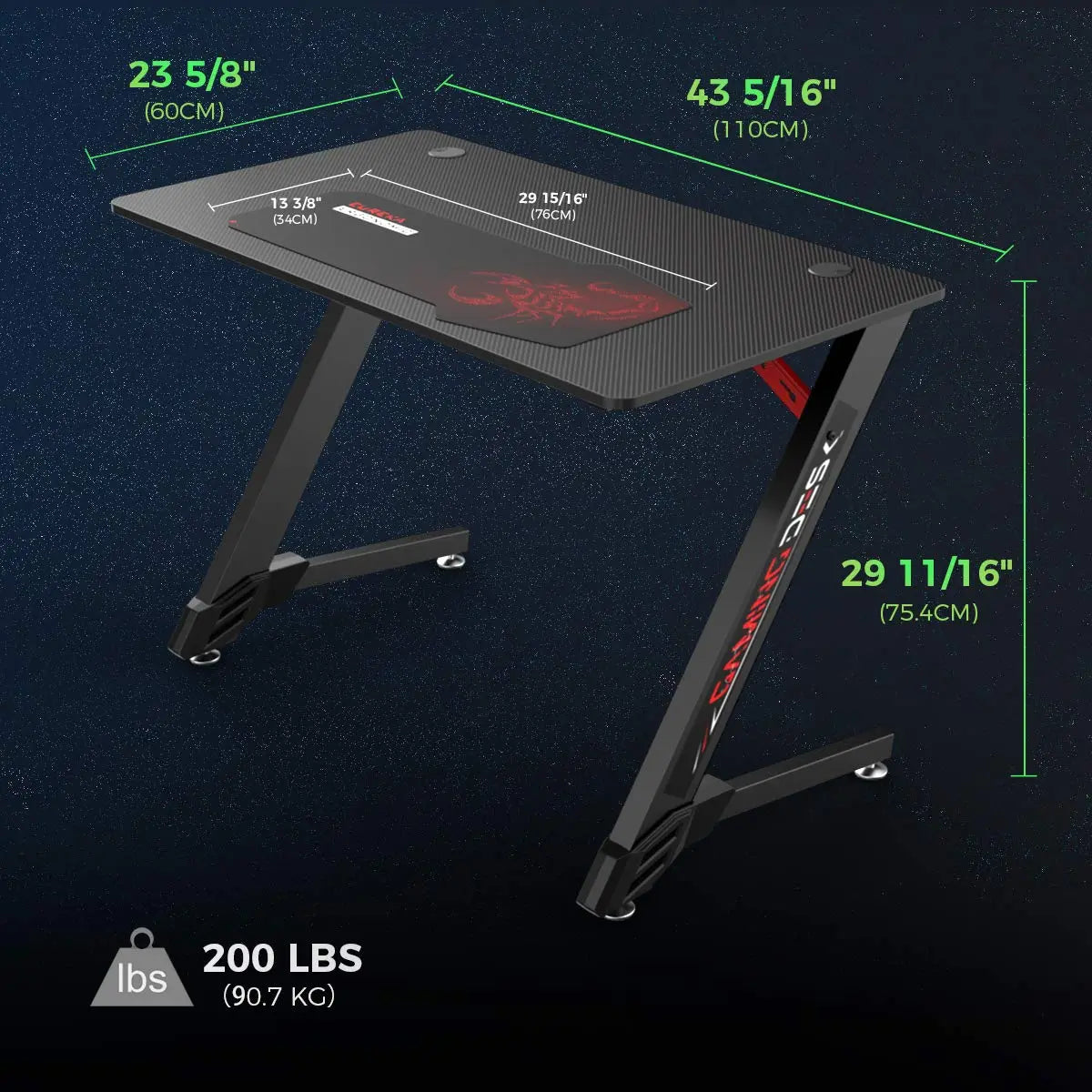 Eureka Z5 43 Gaming Table - 43 Inch, Z Shaped