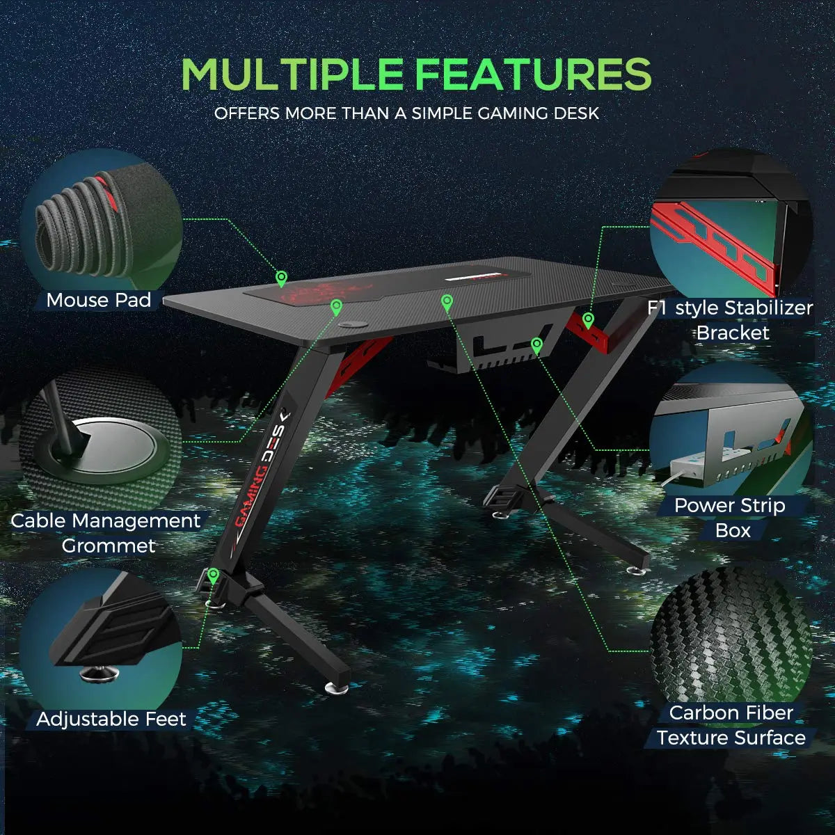 Eureka Z5 43 Gaming Table - 43 Inch, Z Shaped