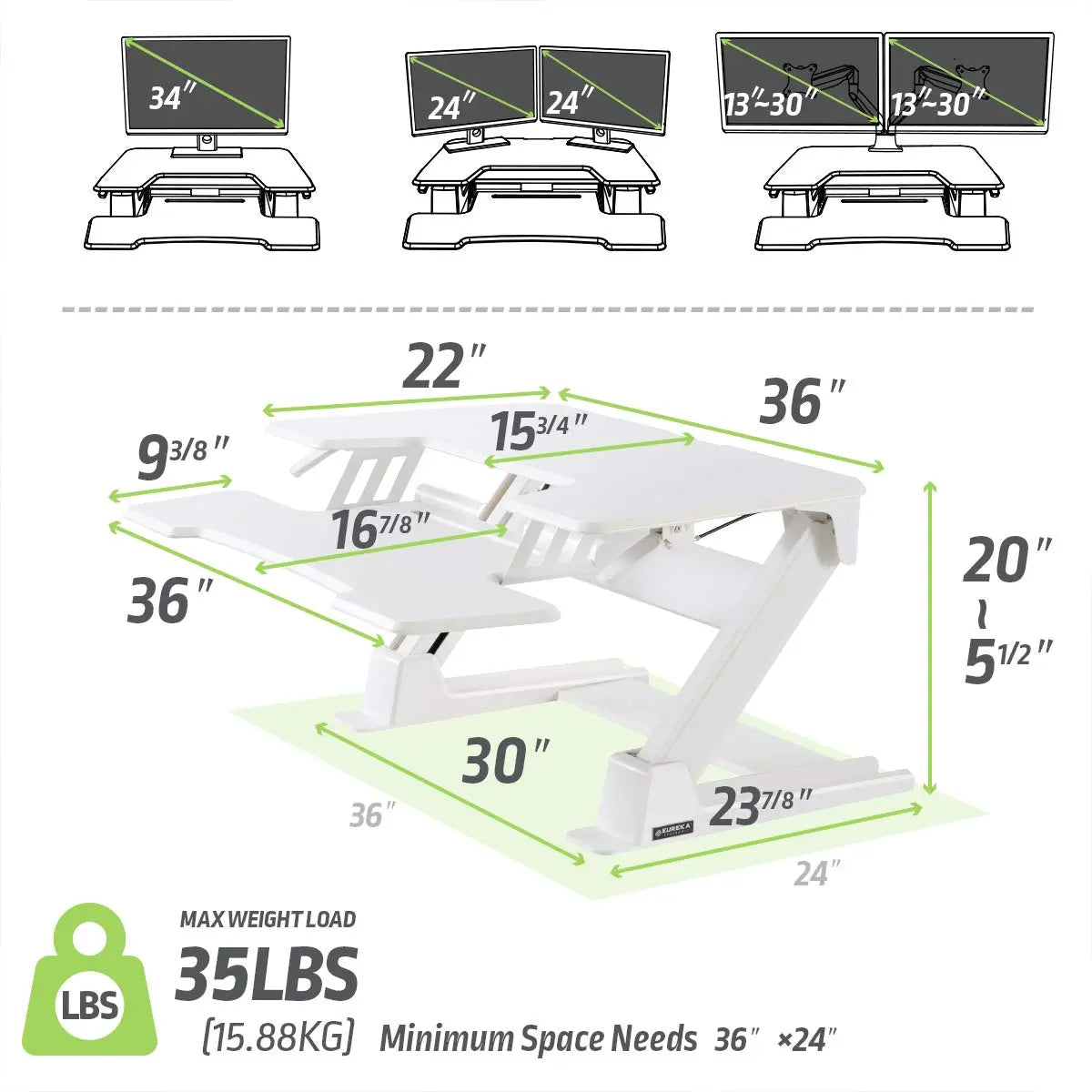Eureka Z6 36 Gaming Table - 36 Inch, Z Shaped, Height Adjustment