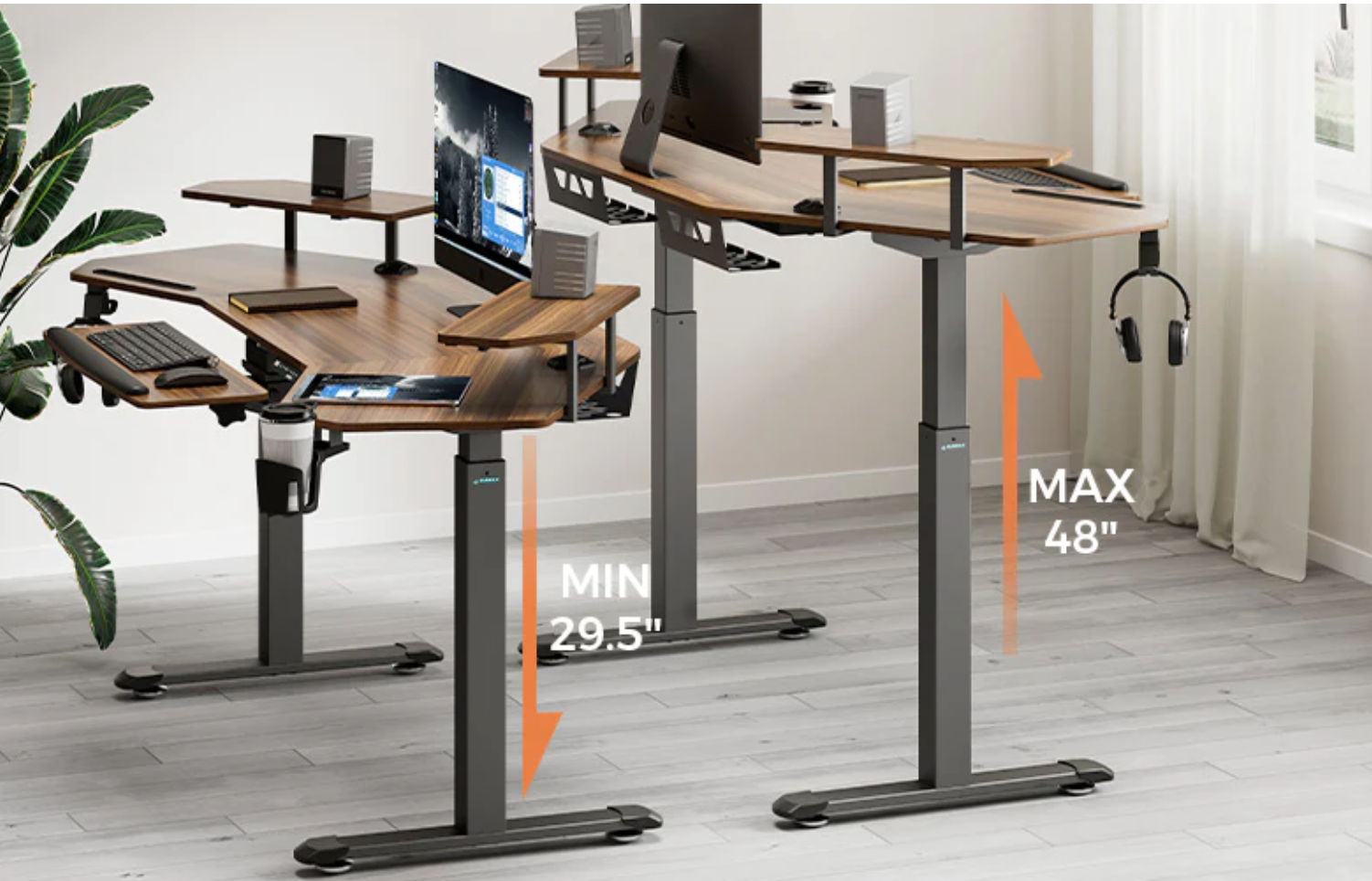 Eureka Ergonomic Gaming Table Aero 72 Inches Electric Height Adjustm