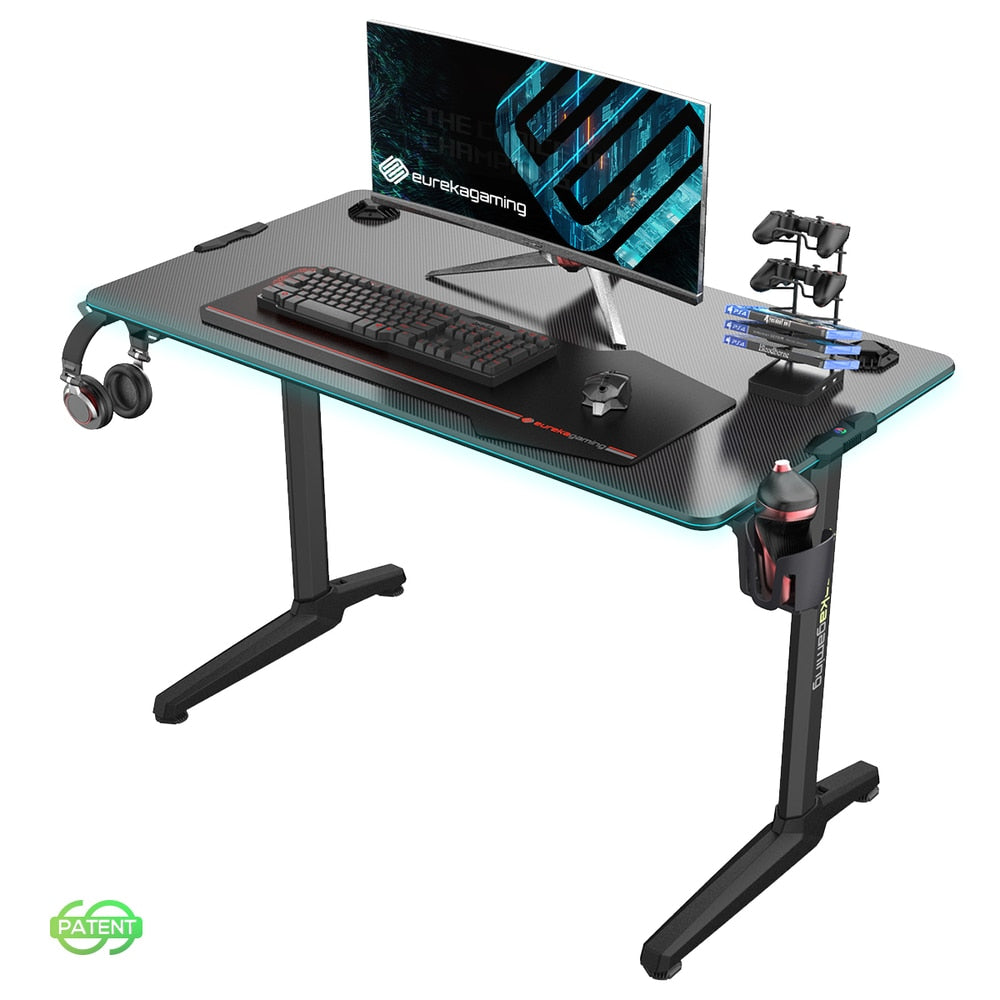 Eureka Ergonomic Gaming Table- GIP 44 Inches, with RGB LED Lights
