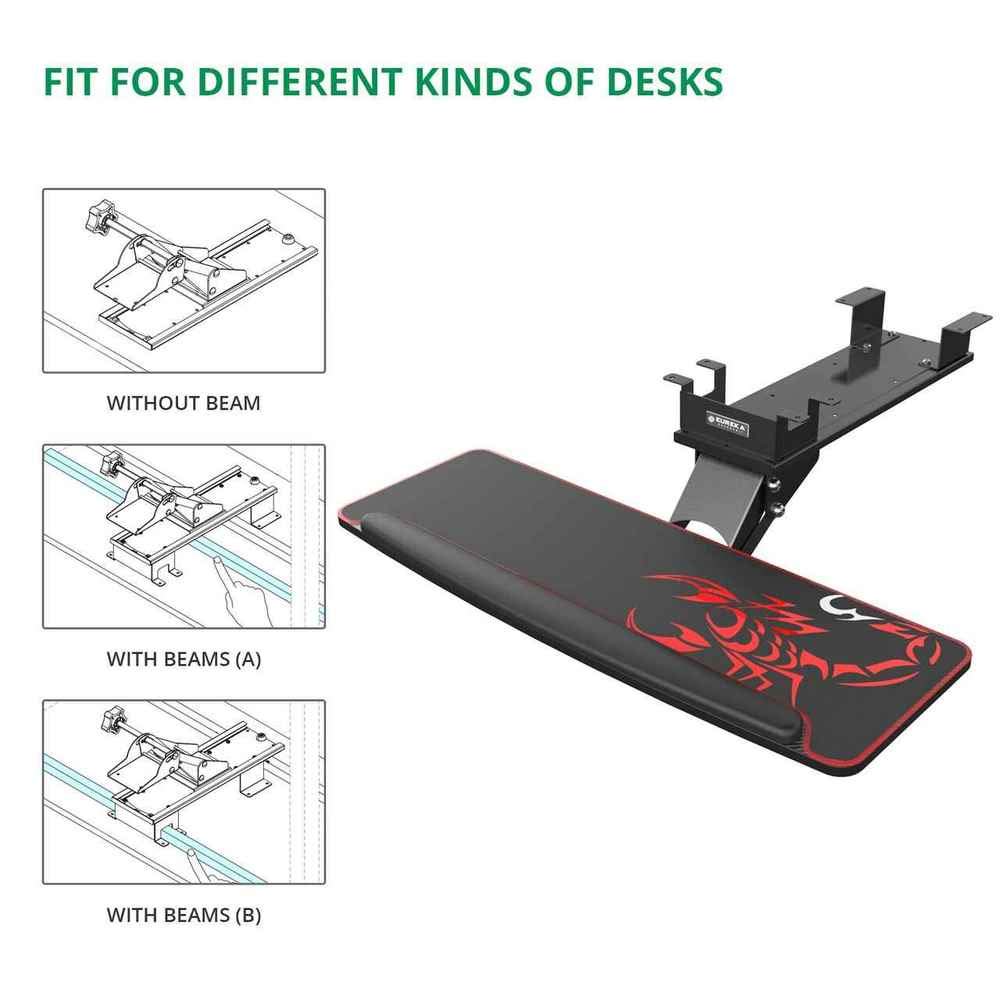 Eureka Ergonomic Gaming Table- K Series, 55 Inches with Controller Stand, Cup Holder, Headphone Hook & Mousepad