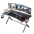 Mr IRONSTONE Large Gaming Desk, Office Computer Table, Black Gamer Workstation with Cup Holder, Headphone Hook and 3 Cable Management Holes