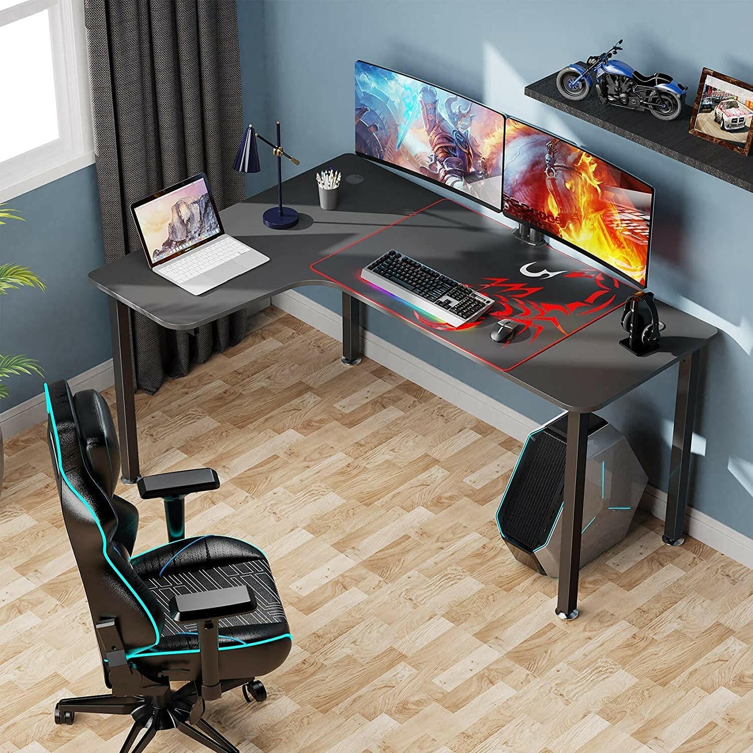 Eureka Ergonomic i-Series Gaming Table- Captain Series, GIP 60, Black,  Home Office Computer Desk, New Polygon Legs Design