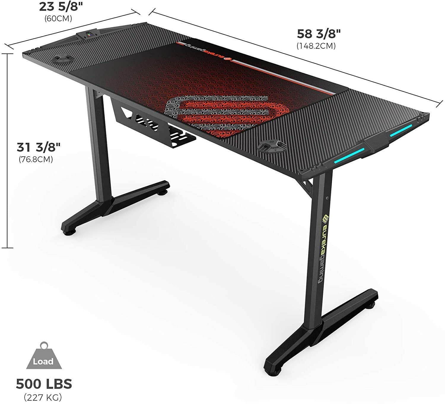 Eureka I 55 Gaming Table - 55 Inch, I Shaped 9