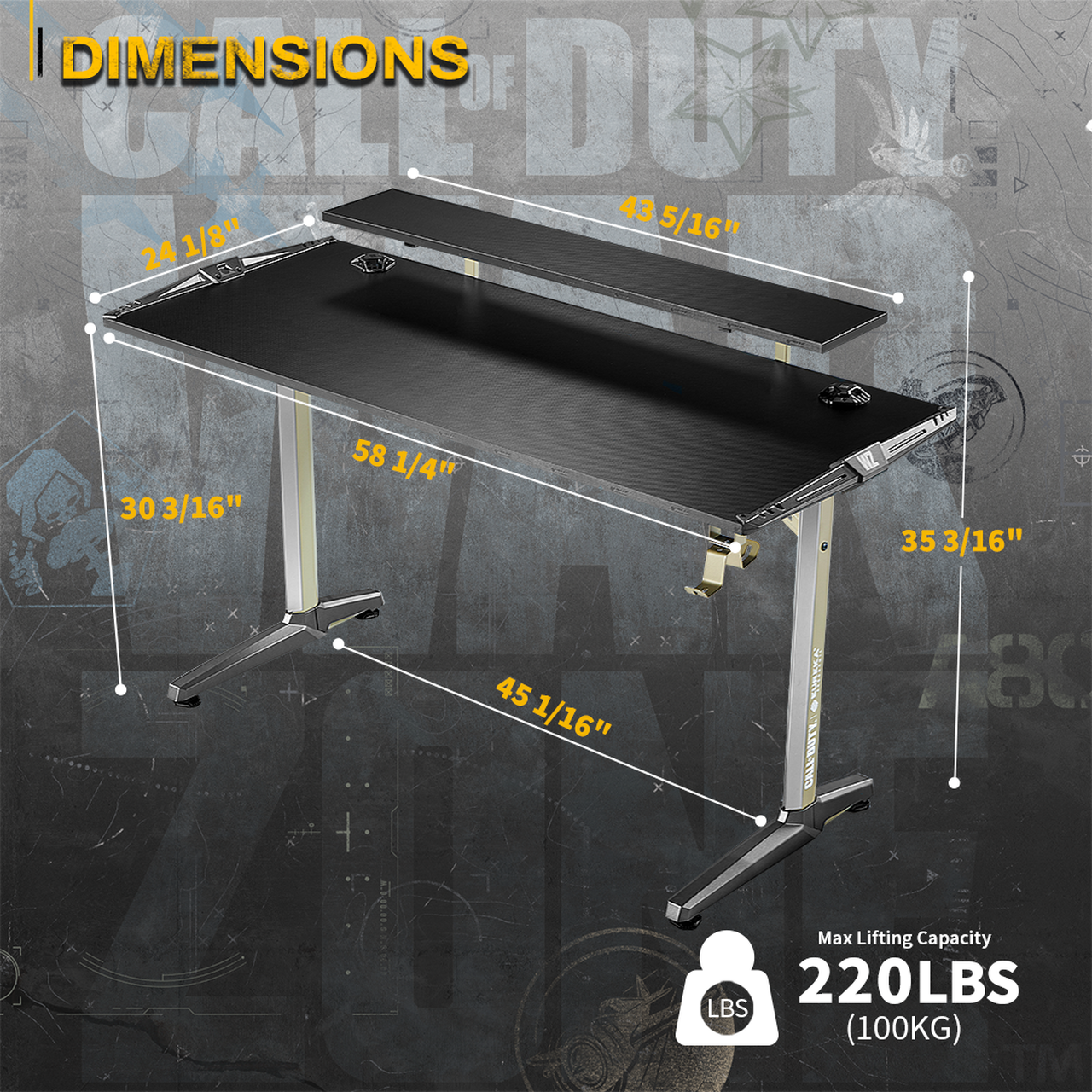 Eureka I 55 Gaming Table - 55 Inch, I Shaped, COD Series 5