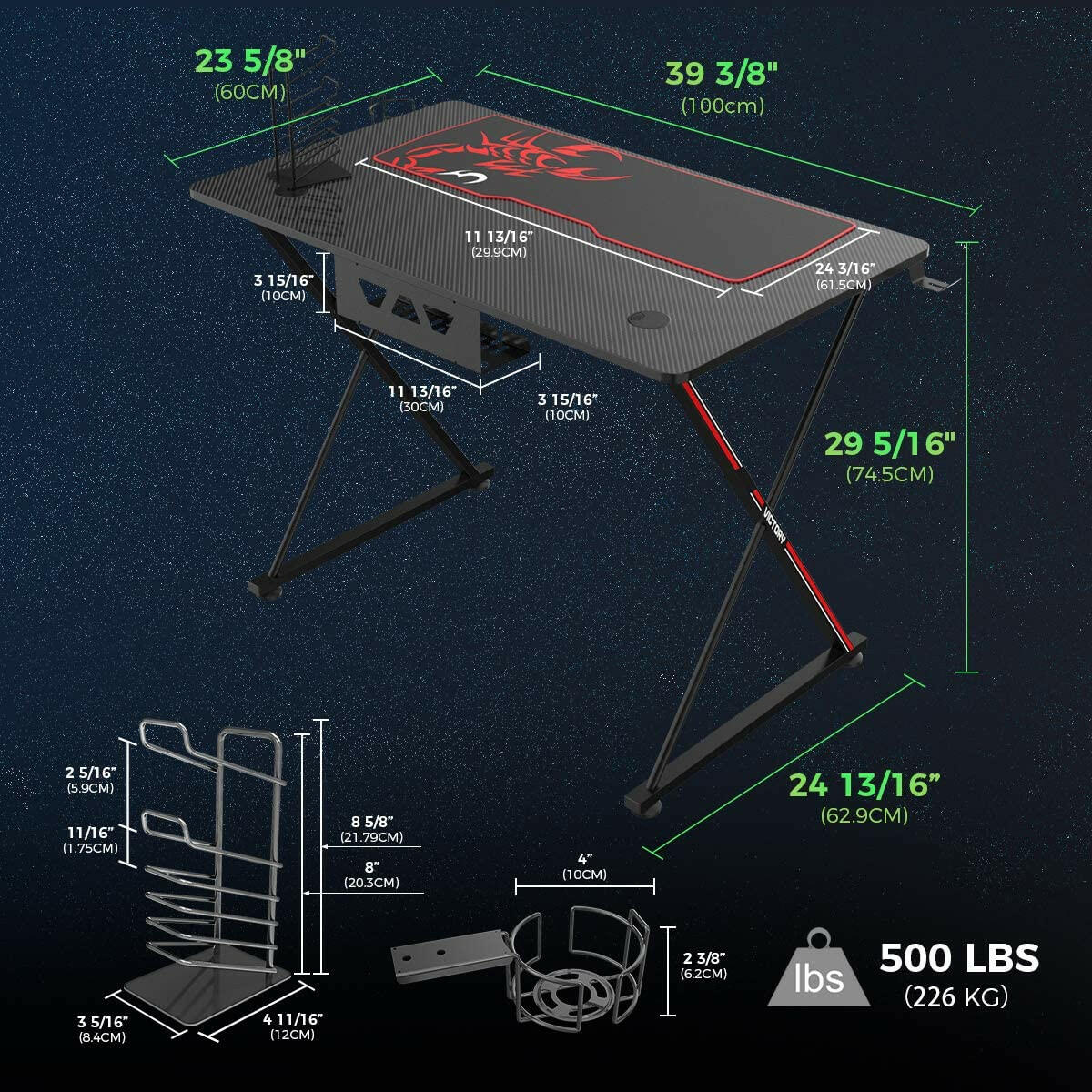 Eureka X 39 Gaming Table - 39 Inch, X Shaped 5