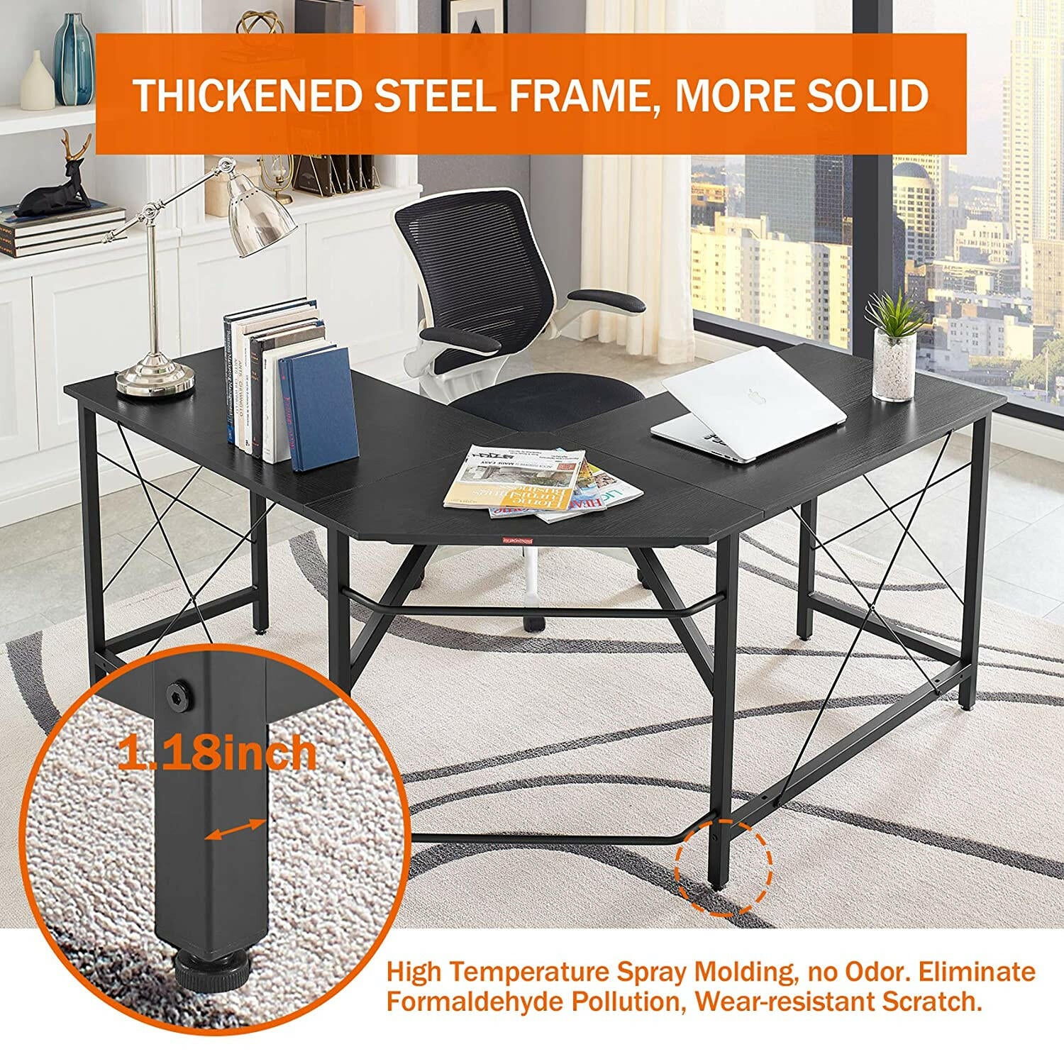 Ironstone L 59 Gaming Table - 59 Inches, L Shaped 7