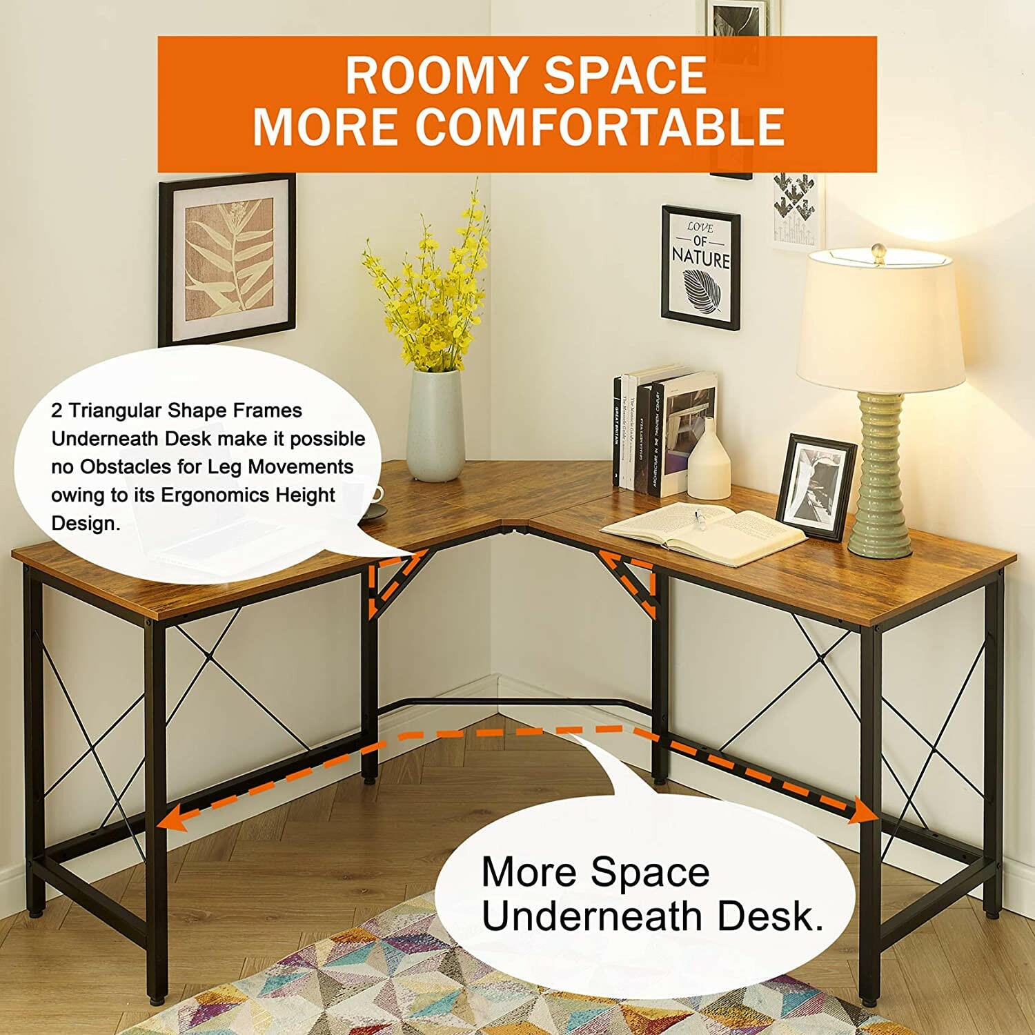 Ironstone L 59 Gaming Table - 59 Inches, L Shaped 9